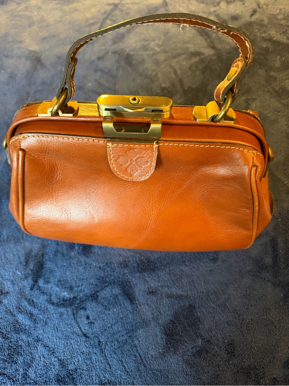 Patricia Nash Cognac Leather Doctor Satchel with Brass Detail